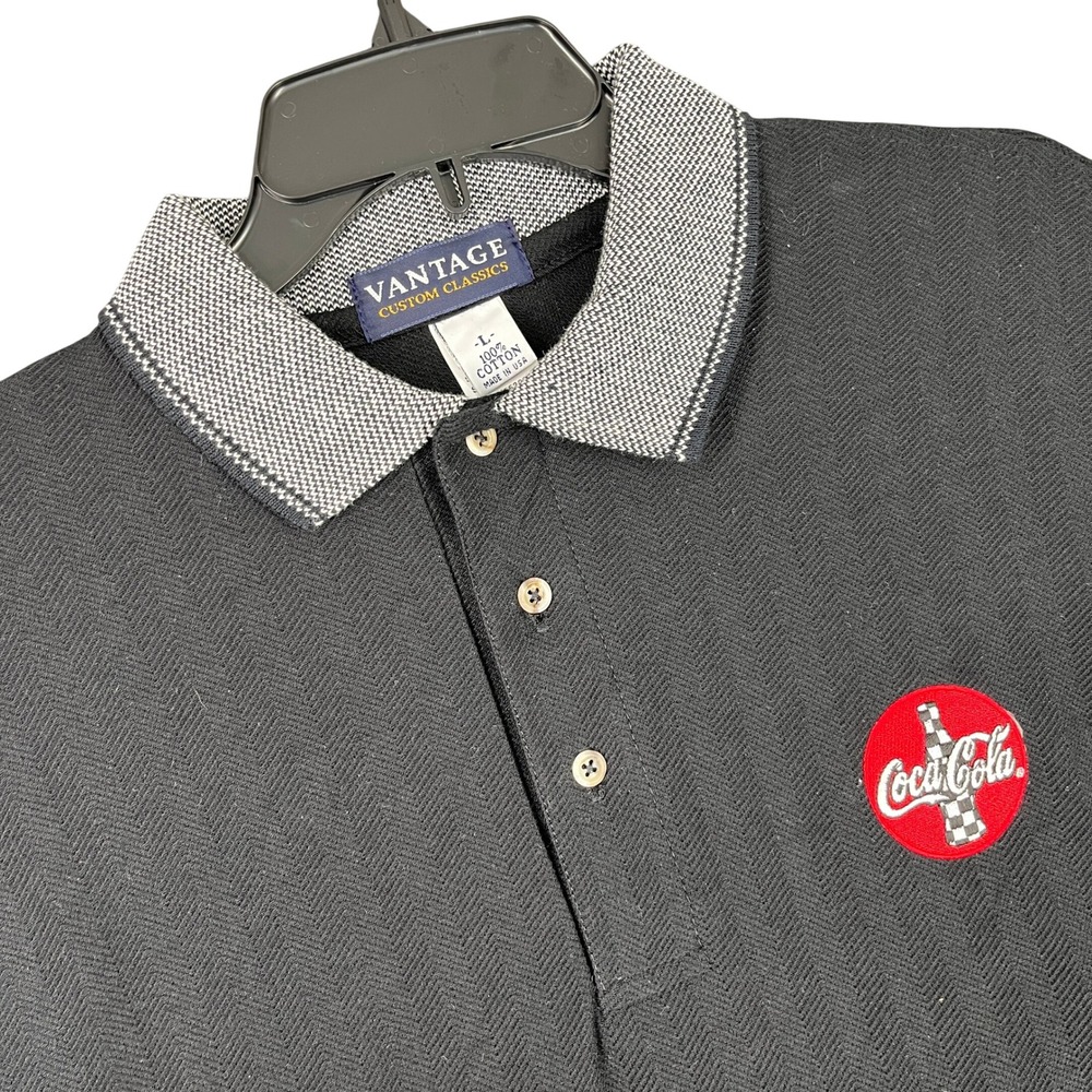 Vintage Coca Cola NASCAR‎ Polo Shirt Men L Racing Motorsports Promo Made USA 90s